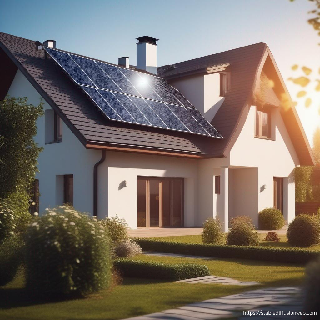 Residência com painéis solares instalados no telhado